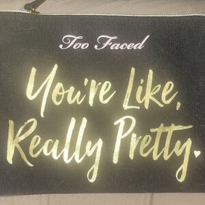 Too Faced Black, Gold and Pink  Cosmetic Bag